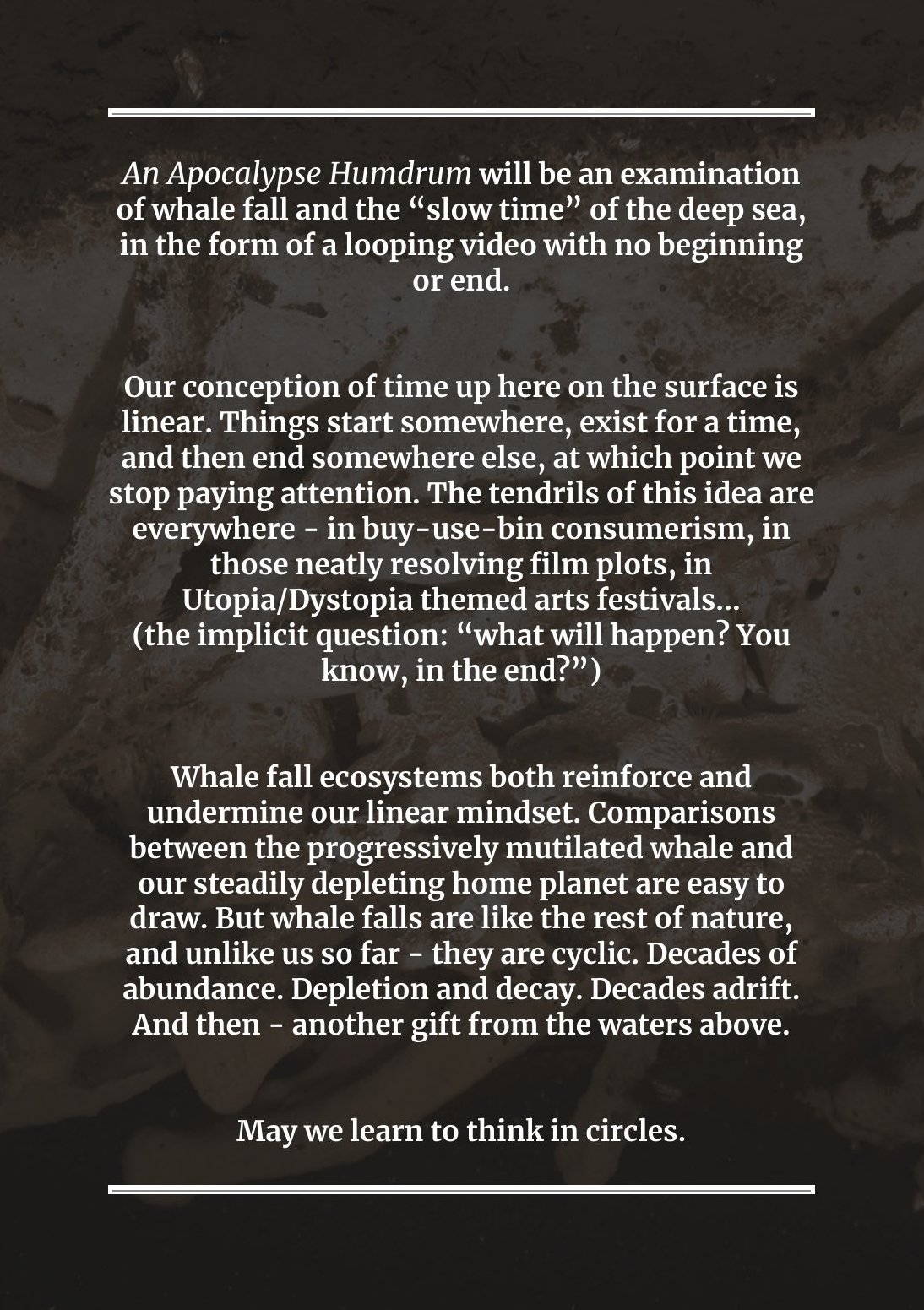 An Apocalypse Humdrum Among Long-Dead Cetacea - programme note, page 3 of 3